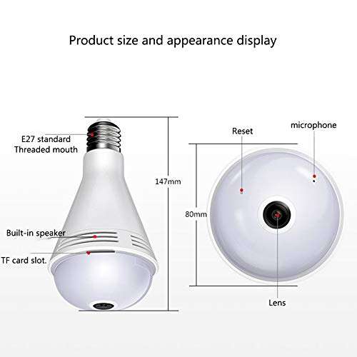 Tiamu 960P WiFi Bulb Camera 360 Degree Wide Angle Fisheye HD Indoor Camera Speaker Colorful Light White Light 4