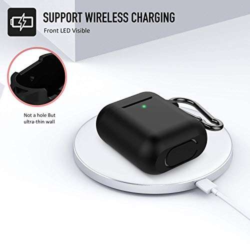 Coffea Protective Silicone Case with Keychain for Apple AirPods 2 (Black) 4