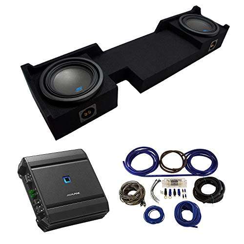 Compatible with 2004-2008 Ford F-150 Ext Super Cab Truck Alpine Type S S-W10D2 Dual 10" Sub Box Enclosure with S-A60M Amplifier & 4GA Amp Kit 2