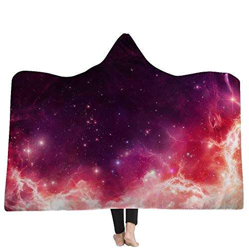 Cozy Universe Galaxy Winter Warm Bath Cloak Flannel Wearable Children Adult Throw Printed Hooded Blanket Warm ( Color : 14 , Size : 130150 ) 2