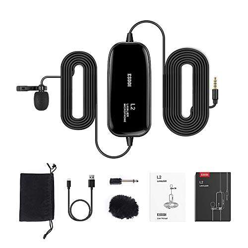 Lavalier Microphone, ESDDI Omnidirectional Lavalier Lapel Mic with 236 Inch Cord, Perfect for Recording YouTube Interview Video Conference Podcast Voice Dictation iPhone 3