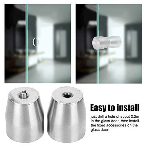 MAGT Door Handle, 4pcs Stainless Steel Durable Glass Door Pull Knobs for Home Bathroom Office Silver 4