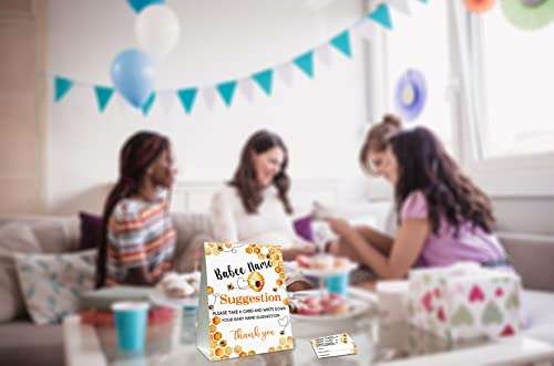 Baby Name Suggestion For Baby Shower Games, Honeycomb Bumble Bee Themed Name Suggestion Game Card, Party Favors Supplies Decorate For Baby Showers Game Cards, 1 Sign & 50 Cards Per Pack –(bbname-005) 6