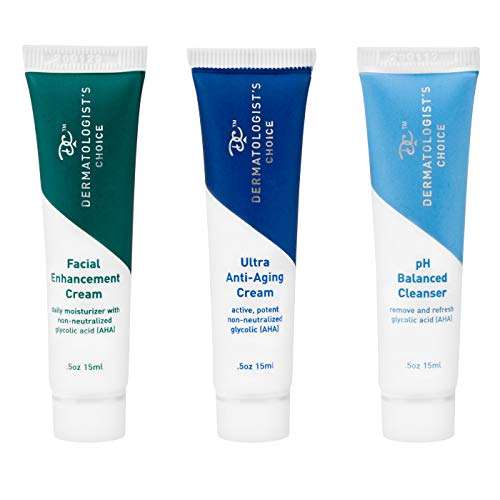Dermatologist?s Choice Glycolic Acid 60 Seconds to Glow Sample Sizes - pH Balanced Cleanser, Ultra Anti-Aging Cream, and Facial Enhancement Cream - 0.5 Ounces Each, Cruelty-Free 2