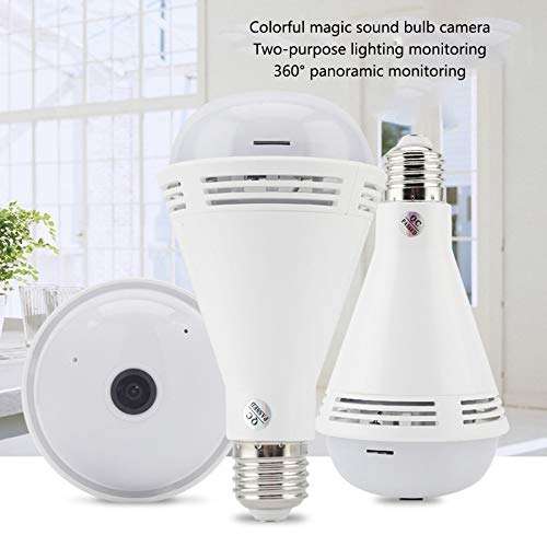 Tiamu 960P WiFi Bulb Camera 360 Degree Wide Angle Fisheye HD Indoor Camera Speaker Colorful Light White Light 6