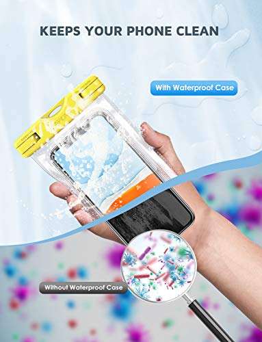 Mpow 097 Universal Waterproof Case, IPX8 Waterproof Phone Pouch Dry Bag Compatible with iPhone 12/12 Pro Max/11/11 Pro/SE/Xs Max/XR/8P/7 Galaxy up to 7, Phone Pouch for Beach Kayaking Travel (2 Pack) 6