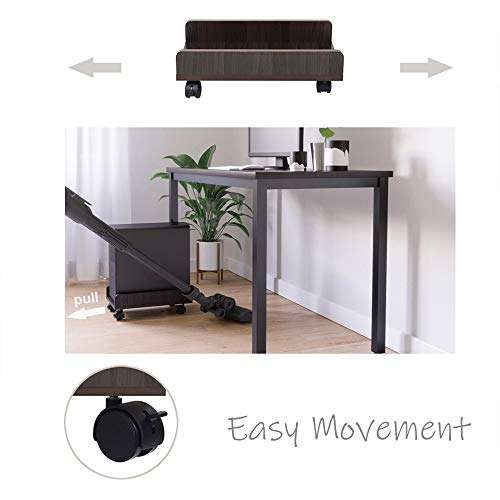 BESTIER Computer Tower Stand CPU Stand Cart with Protective Sides CPU Holder with 4 Caster Wheels Under Desk (Brown) 4