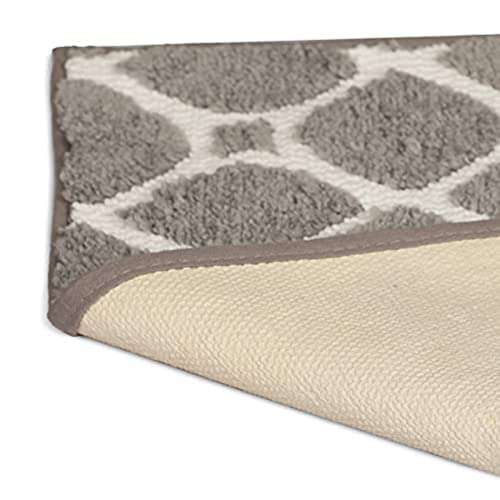 95 Threads Micro Knitted Bath/Trellis Soft Microfiber Fast Dry Water Absorbent Anti-Slip Bathmats Floormat Bathroom Rugs for Home & Hotel (Grey 17x24 Inch 4