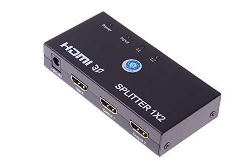 SMAKN HDMI Splitter 1 in 2 out(1X2) Ports Box Powered, Support 3D 1080P up to 1920X1080/60Hz HDMI 1.4 and 1.4a 3