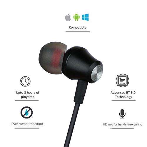 ShopMagics Wireless Bluetooth Headphones Earphones for Micromax Bolt A40 Earphone Bluetooth Wireless Neckband Flexible In-Ear Headphones Headset With Mic, Extra Deep Bass Hands-Free Call/Music, Sports Earbuds, Sweatproof (JMD7, Multi) 3