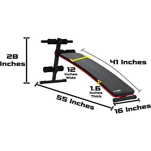 Kobo Imported Abdominal Exercise Sit Up Bench for Home Gym - Black/Red 3
