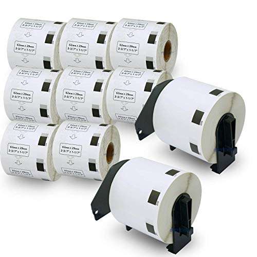 BETCKEY - Compatible Address/Barcode Labels Replacement for Brother DK-1209 (2-3/7" x 1-1/7"), Use with Brother QL Label Printers [10 Rolls/8000 Labels + 2 Reusable Holder Frames] 2