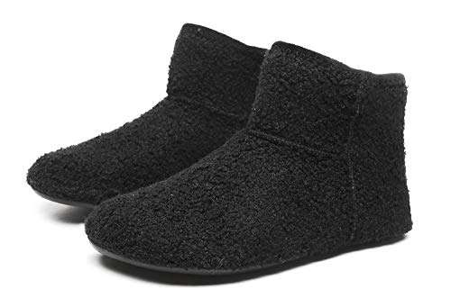 WaltZon Womens Mens Lightweight House Slippers Shoes With Rubber Sole Soft Bedroom Anti Slip Indoor Home Shoes(WZ2235-M-Black-Gray41) 3