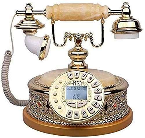 Advanced Home Calling Phone Corded Phone European Vintage Landline Retro Resin Home Telephone Push Button dial Hands-Free Redial Function Home Decoration Office Crafts Gold 2