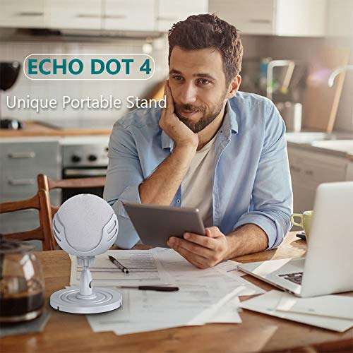 Eyglo Table Stand Mount for Echo Dot 4th Generation, Holder Bracket Accessories Compatible with Dot 4th Speaker, 360°Swivel and Anti-Slip Base (White) 6