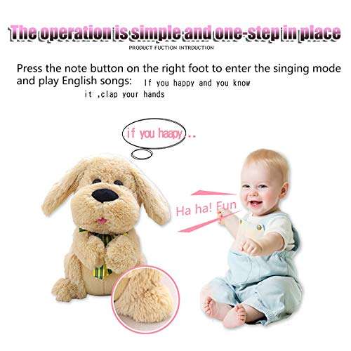 Fuggui Electric Plush Dog Singing Clapping Plush Teddy Dog Cute Interactive Musical Toy Stuffed Puppy Pet Companion Gift for Kids Bedroom Home Decoration Ornaments 28cm /11in 4