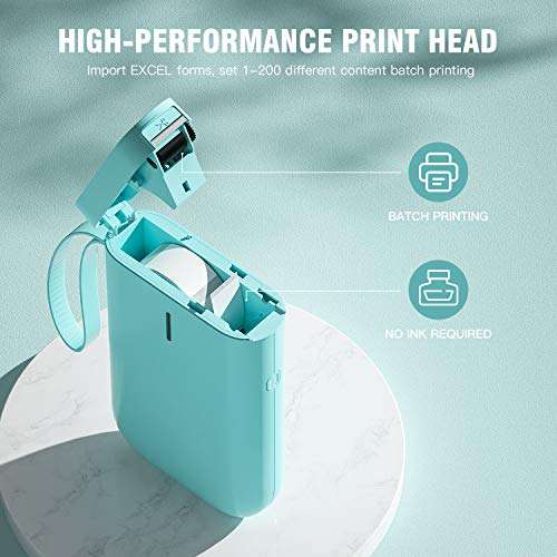 NiiMbot D11 Label Maker Machine Portable Sticker Printer with Tape, Wireless Technology and 1 Roll Transparent Label Paper for Home & Office Organization (Green) 6