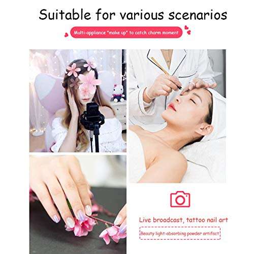 Led Ring Light with 3 Lights Mode Dimmable 3200k-6000k Camera with Stand Shooting for Smartphones for Video Makeup YouTube Live Streaming 4