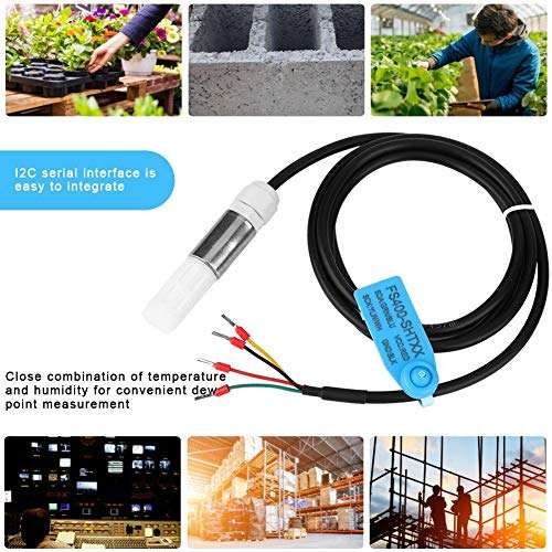 Yanmis Soil Sensor, FS400-SHT2X Temperature Humidity Sensor Probe Soil Temperature Humidity Tester High Accuracy Stainless Steel Plastic Housing Soil Moisture Meter(SHT25) 3