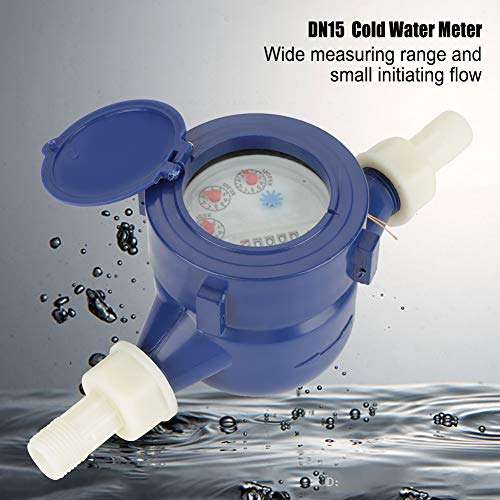 Viccilley Water Meter - DN15 Garden Home Plastic Cold Water Meter Single Water Flow Wet Table Measuring Tool 3