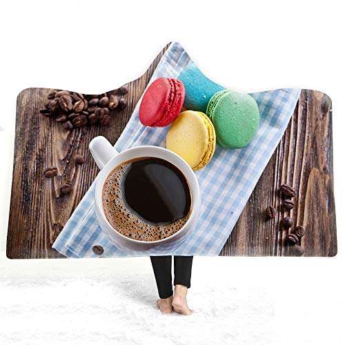 Cozy Macaron Cookies Western-Style Cakes 3D Digital Printing Double Plush Thick Cloak Hats Hooded Blanket Warm ( Color : 2 , Size : 150200cm ) 6