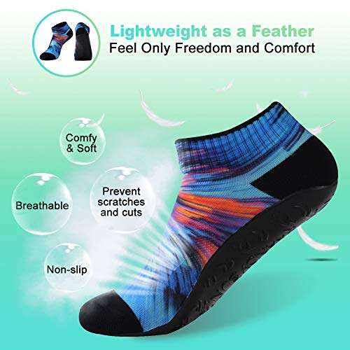 RANDY SUN Unisex Quick-Dry Sand Not Waterproof Socks, Wearable Barefoot Home Fitness Beach Pool Shoes for Surf Swim Yoga Volleyball Provided Protection(1 Pair Blue Printed Low Cut L) 5