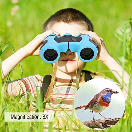 Archuu Binoculars for Kids Best Gifts for 3-12 Years Boys Girls 8x21 HD Real Optics Mini Compact Binocular Toys Shockproof Folding Telescope for Bird Watching,Travel, Camping,BAK4 Prism(Blue) 6
