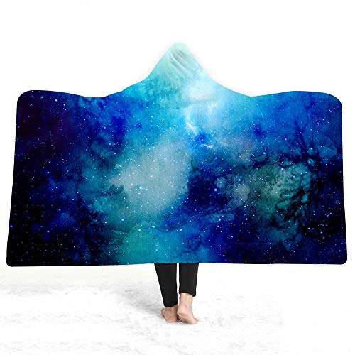 Cozy Printed Hooded Cape Rug Wearing Hat Adult Children Double-Layer Plush Blanket Warm ( Color : 28 , Size : 150200cm ) 3