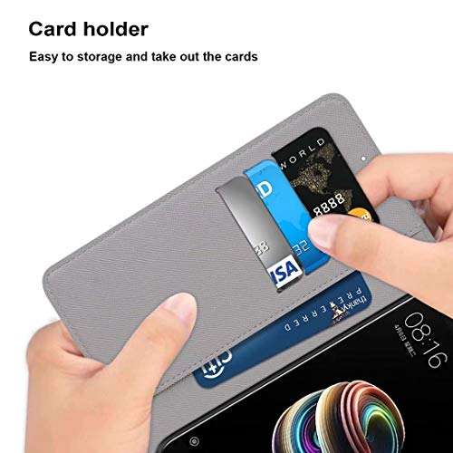 FlipBird PU Leather Flip Folio Case for Nokia 2.4, Cover Case Wallet Case with Card Slots and Kickstand & Wrist Strap Protective Phone Case for Nokia 2.4 Rose 5