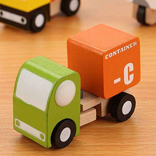 OhhGo 12Pcs/Set Wooden Baby Kid Cartoon Toy Car Early Learning Educational Traffic Toys(3) 4