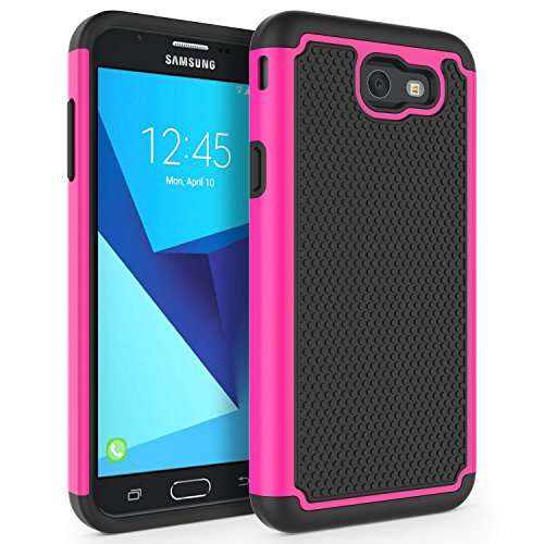SYONER Shockproof Phone Case Cover for Samsung Galaxy J7 V 2017 (1st Gen)/ Galaxy J7 2017 / Galaxy J7 Prime/Galaxy J7 Perx/Galaxy J7 Sky Pro/Galaxy Halo [Hot Pink] 2