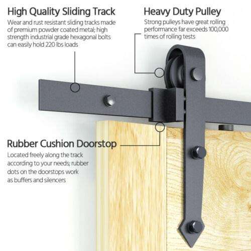 8FT Heavy Duty Sturdy Sliding Barn Door Track Hardware Antique Country Style Closet Set Rollers Suitable for Indoor Decoration in Kitchen, Bedroom, Dressing Room, Club, Pub and So On 6