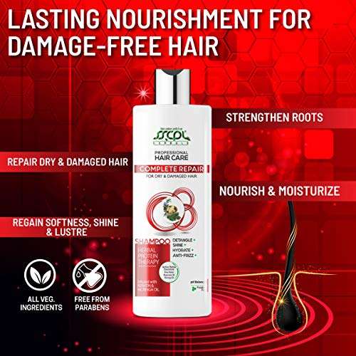 SSCPL Herbals Complete Hair Repair Shampoo for Dry & Damaged Hair with Keratin, Shea Butter, Rosemary & Moringa Oil - 200 ml (Pack of 2) 4