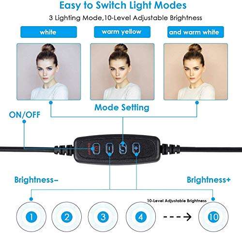 Nlisse 10 Mini Selfie Ring Light Led Camera Ringlight with Adjustable Brightness Adjustable Tripod Stand for Video Photography Makeup Live Streaming 6