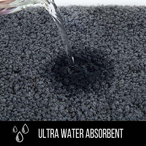 BSPS | Grey Bath Mats for Bathroom Non Slip Ultra Thick and Soft Shaggy Plush Striped Floor Mats Bath Rugs Set, Microfiber Door Mats for Kitchen/Living Room ( Pack 1 Size 40x60 cm ) 3