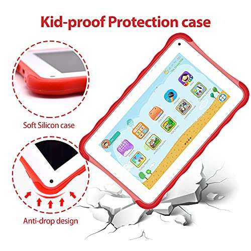 Kids Tablet, Android Tablets, Quad-Core, 1GB RAM 16GB ROM, Tablet for Kids with Educational Software, Parent Control, Wi-Fi, Bluetooth, Dual Cameras, Anti-Shock Case MT-762QU Red 6
