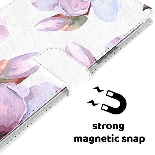 Mertak Wallet Case Compatible with LG Velvet 5G G8 ThinQ G7 V60 V50 V40 K61 W30 Floral Pastel Bloom Slim Fit Lightweight Japanese Protective Cover Card Holder Folio PU Leather Flowers Flip Magnolia 5