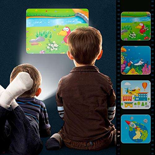 Doefo Slide Projector Torch Projection Light Story Torches Light Toy Slide Lamp Educational Learning Bedtime Night Light for Child, Kids, Infant, Toddler, Children 3