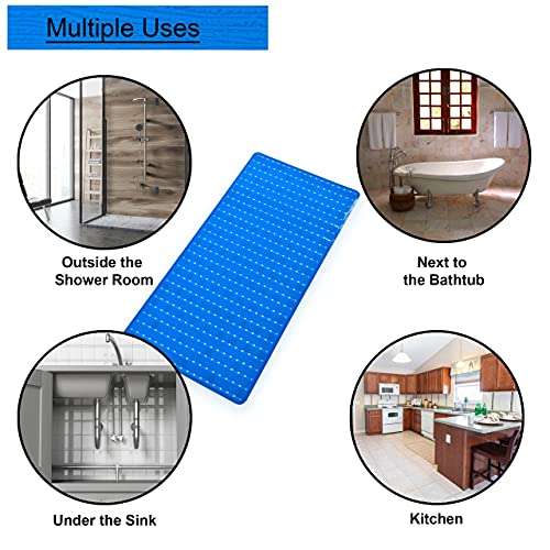 GNASTAS Bath Mat for Bathroom, Non-Slip PVC Rubber Bath Mat with Suction Cup for Bathtub and Shower Bathroom, Kitchen (Blue) 6