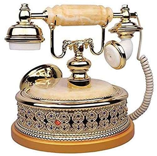 Advanced Home Calling Phone Corded Phone European Vintage Landline Retro Resin Home Telephone Push Button dial Hands-Free Redial Function Home Decoration Office Crafts Gold 3