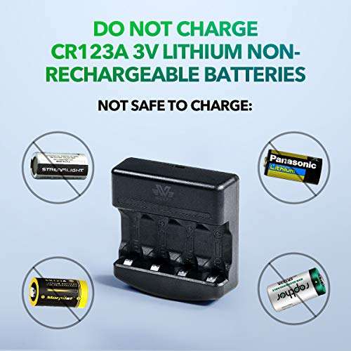 Wokyy 4 Ports RCR123A Battery Charger for Arlo Camera 3.7V Li-ion Rechargeable Batteries RCR123A 16340 3