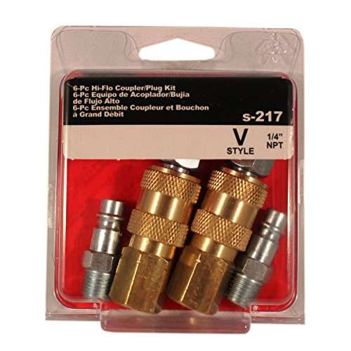 Milton S-217 1/4" NPT V Style Coupler and Plug Kit - 6 Piece 6