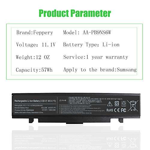 Feppery Laptop Battery for Samsung AA-PB9NC6B AA-PB9NS6W NP300E5E NP300V5A RV515 P530 Q430 Q320 NP-RV515 NP-RV511 NP-RV711 NP-P510 NP-P530 RV510-S01 RV511-A01 NP550P5C[Compatible with：6Cells/5200mAh] 4