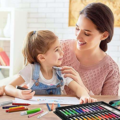 KrissKross Art Supplies for Kids Deluxe Kids Art Set for Drawing Painting and More with Portable Art Box, Coloring Supplies Art Kits Best Christmas Great Gift for Kids (150Pcs -Black) 5