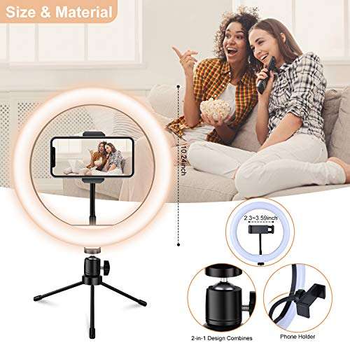 Selfie Ring Light LED Phone with Tripod Stand, 10.2 Dimmable LED Makeup Beauty Ringlight for YouTube Video/Photography/Tiktok (18 Small) 4