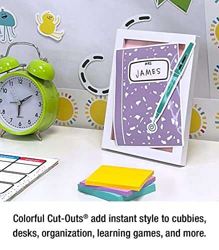 Carson Dellosa Happy Place 36 Piece Notebook and Pen Bulletin Board Cutouts, Colorful Notebooks and Pens Bulletin Board Decorations, Happy Place Classroom Décor 6