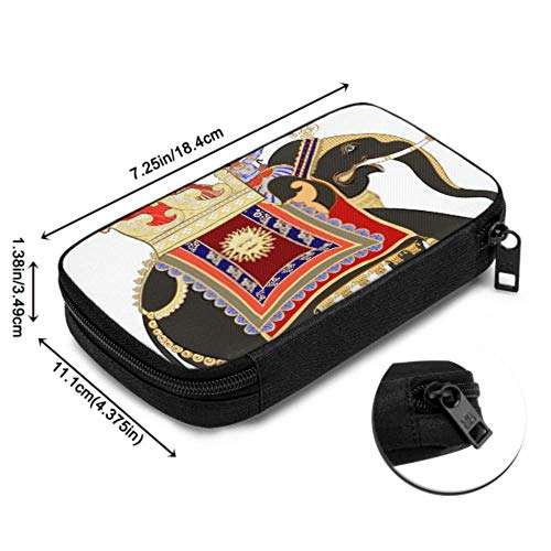 Electronics Accessories Organizer Bag Vector Illustration Decorated Indian Elephant Electronics Organizer Electronics Travel Bag Storage Bag of Cases for Cable, Charger, Phone, USB, Sd Card 6