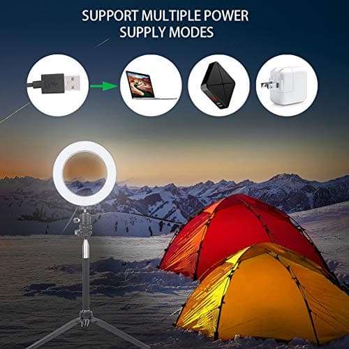 Bicaquu LED Beauty Ringlight Camera Circle Fill Lights, 6 Inch Selfie Ring Light, with Desktop Tripod + Selfie Stick LED Ring Light, YouTube Vlogging for Live Stream 5