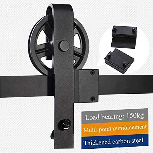 Enweonga Black Sliding Barn Door Hardware Track Kit, Sliding Track Roller Hangers for Single Doors, Mute, Durable,59.05in 4