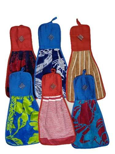 Fancy Washbasin Towel, Single Long, Elegant Look,, 100% Cotton, GSM 400, Super Absorbent, Ultra Soft, Suitable for Washbasin & Kitchen (Multi Color+ Printed) Set of 6 2